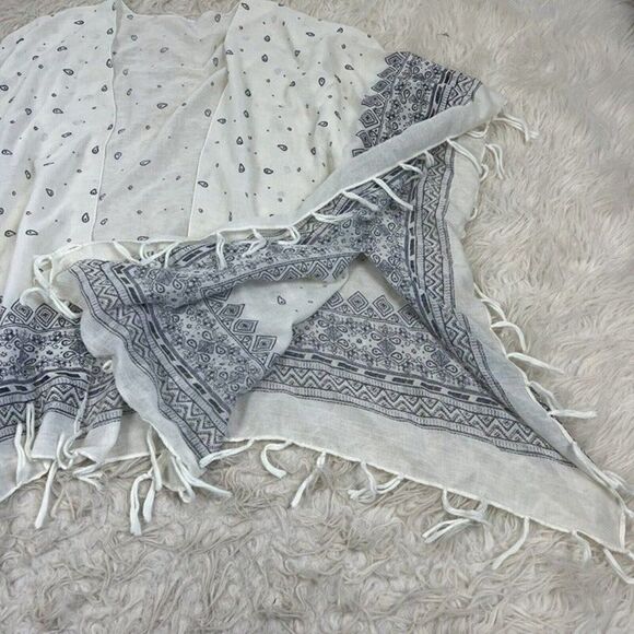 Raj Women’s Bohemian Blue & White Kimono Wrap Cardigan Lightweight One Size - Picture 6 of 12